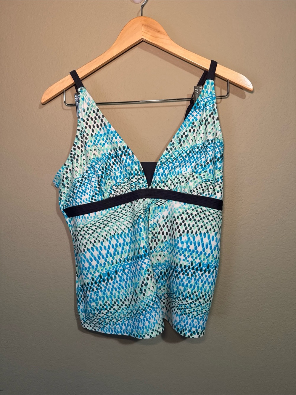 Free Country Blue Women's Tankini XL -16 - Teal & Aqua Colors - Geometric Print